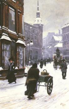 保羅 古斯塔夫 費捨爾 A Street Scene In Winter 保羅 古斯塔夫 費捨爾 A Street Scene In Winter